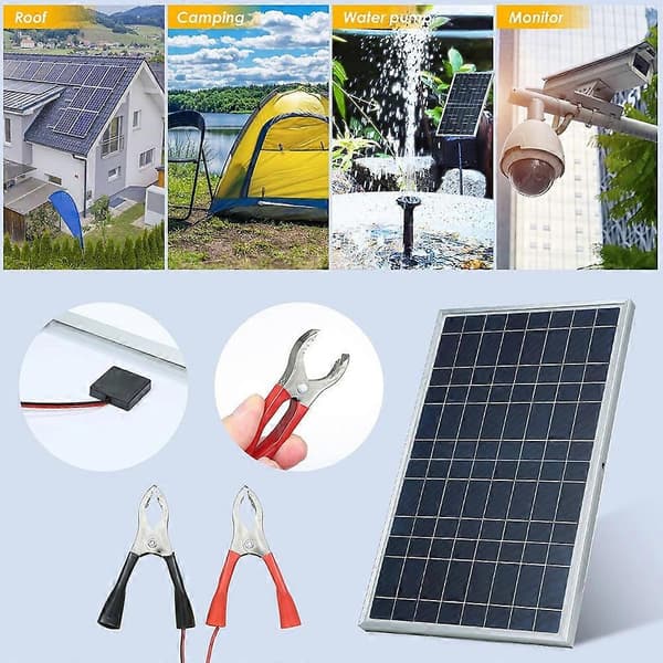 10W 12V Solcellepanel Batterilader for Kjøretøy, Portåpner, Elektrisk Gjerde