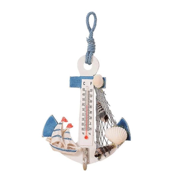 Väggdekor med strandtema, ankarformad termometer, nautisk dekor, utomhusdekoration 2 st Multi 12.00X9.60X3.00CM