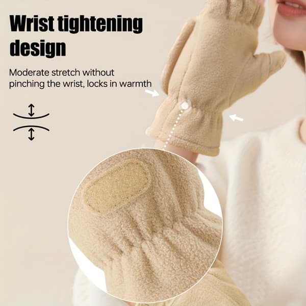 Termiske Vinterhandsker til Kvinder, Konvertible Fingerløse Fuld-Finger Elastisk Manchet Black