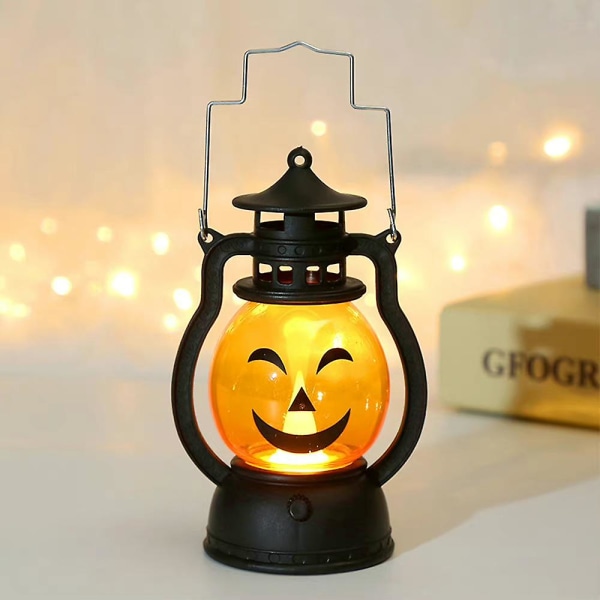 Halloween Pumpa Led Light Lamp Handheld Fotogen Ponny Lykta Party Heminredning D