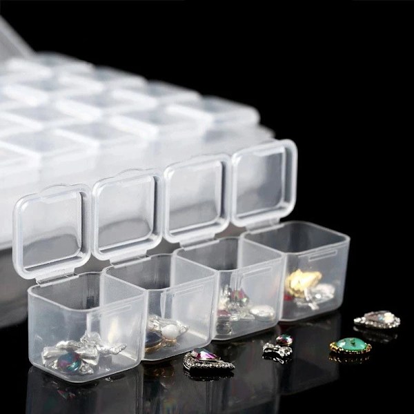 2-pakning - Perleoppbevaring 56 rom for diamantmaling Transparent Transparent
