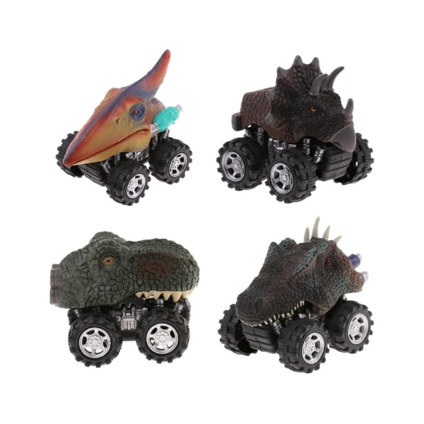 4st Pull Back Bilverktyg Barn Dinosaur Toy Truck Toddler Colourful