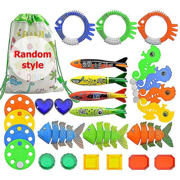 Sommar Barn Simma bläckfisk Pool Dykleksaker Vattensporter Vattenlekleksaker Dykpinne pärla set Undervattensgrabbleksaker Ddj 28pcs-85