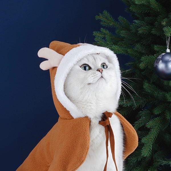 Söt varm huva mantel katt kostym för vinter jul Light brown Standard