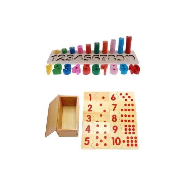 Barns trä för tidig utbildning 1-10 nummer pussel matchboard leksak Colourful