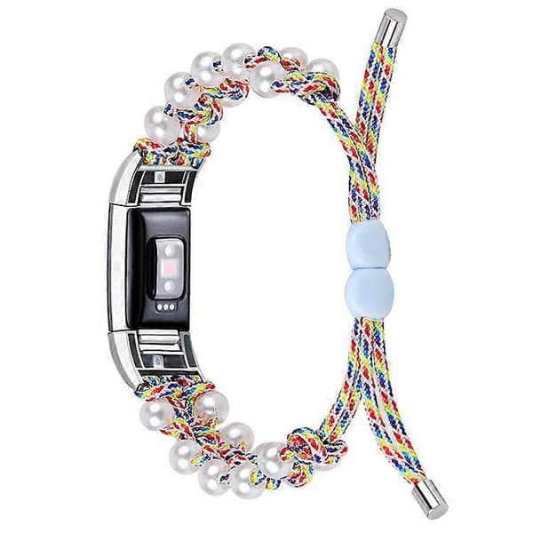 Kompatibelt med Fitbit Charge 2/Charge 2 HR Pärla+Nylon Väv Justerbart Armbandsbyte MultiColor