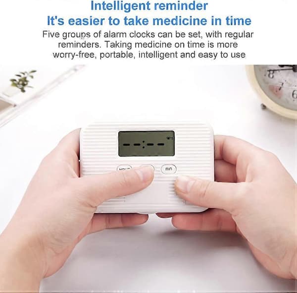 Automatisk pilledispenser med LCD-display, elektroniske EasyRead-bokse, 6 rum til medicinhåndtering