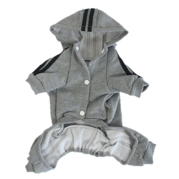 4 Ben Pet Hund Kläder Katt Valp Kappa Sport Hoodies Varm tröja Jacka Kläder Gray XL