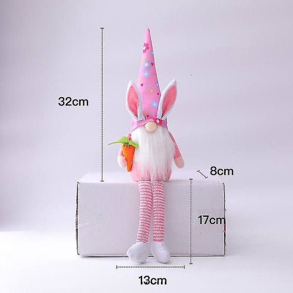 Ny påsk Ansiktslös Gnome Kanindocka Handgjord Återanvändbar heminredning Vårhängande kaninprydnader Barngåvor 32cm pink