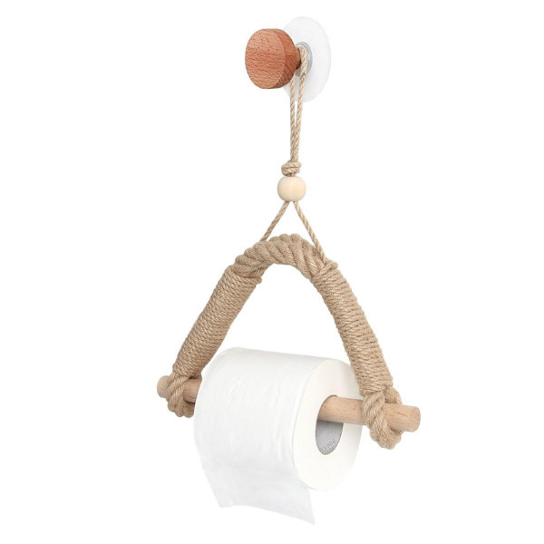 Hamprep Toalettpappershållare Retro Väggmonterad Handduksställ för Kök Heminredning Boho Dekor Badrumstillbehör | Pappershållare (Kaki Card)