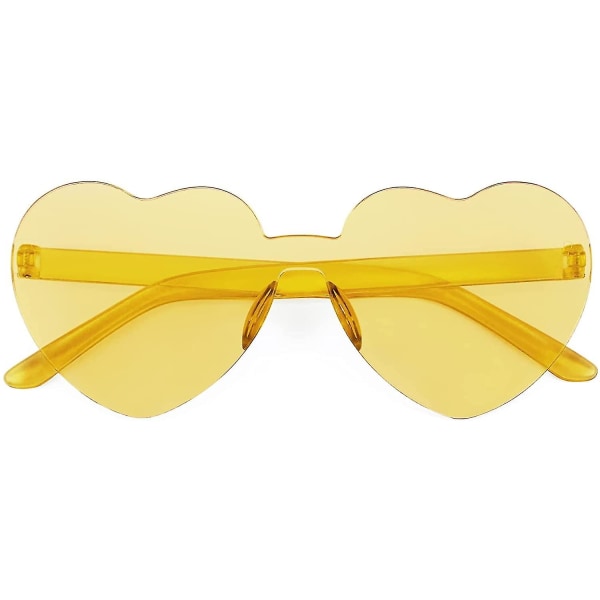 2-pack båglösa hjärtformade solglasögon kvinnor One Piece Transparenta trendiga kärleksglasögon Yellow- Yellow