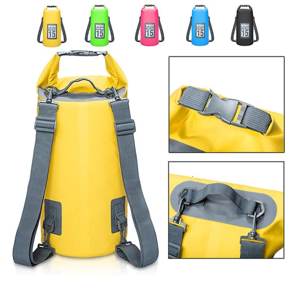 5l/10l/15l/20l Utomhus Sport Pvc Vattentät Förvaring Torrväska För Kanot Kajak Forsränning Simning Resepaket Säck Ryggsäck yellow 20L