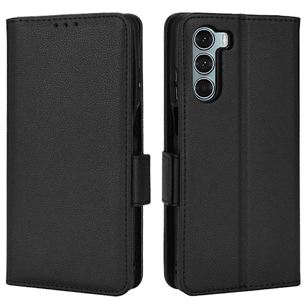 Anti-ridse PU-etui, Litchi-tekstur med sort stativKompatibel med din Motorola Moto G200 5g/edge S30
