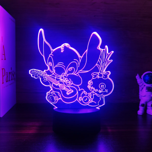 Cartoon Stitch Figurine 3D LED-ljus Barn LED-nattljus USB LED-bordslampa för sovrumsdekoration Julpresent ferrous