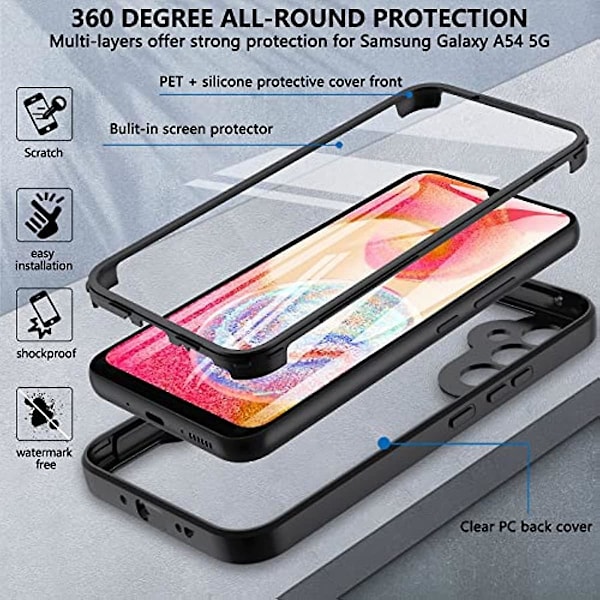 Full body etui for Samsung A54 5g skjermbeskytter full body beskyttelse green