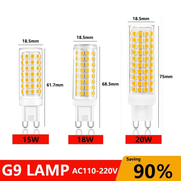 G9 led 5W 9W 12W 15W 20W AC110V 220V led-lampa Led-lampa SMD 2835 3014 LED g9-ljus Byt ut 30/40W halogenlampa 12W 220V Cold White