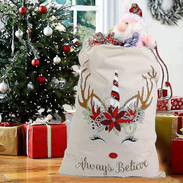 Julpåsar för barn, tomtesäckar för råtta eller med snöre, stora påsar 27,5x19,5 2 st