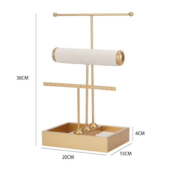 T-formet smykkestativ ring opbevaring kommode display stand