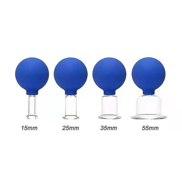 4 st Face Cupping Massager Set, Professionell Glas Cupping Set Med Silikonboll