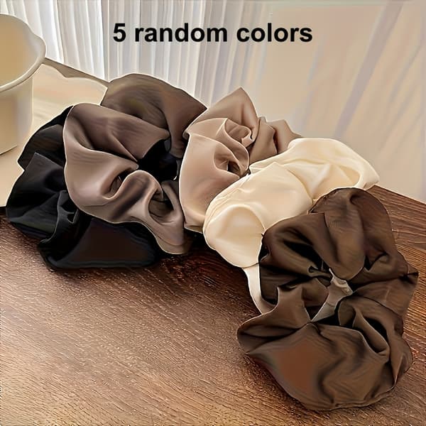 5 stk. Høj Elastisk Satin Hårelastikker – Bløde, Ikke-irriterende 5pcs Random Color