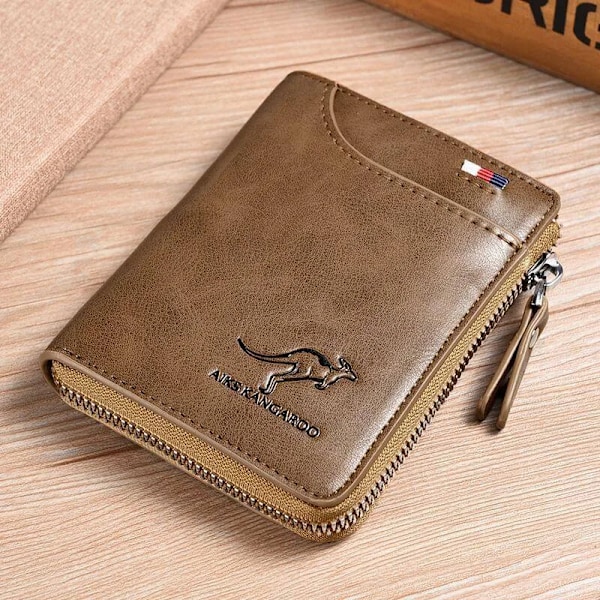 Kannettava lompakko Luottokorttikotelo Turvalaukku ruskea brown 10*2*12cm