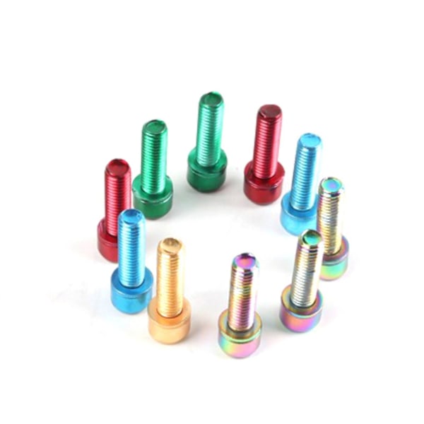 6 st/set Cykelstyre Skruvar Titanpläterad Rostfritt Stål M5*18mm Mtb Cykel