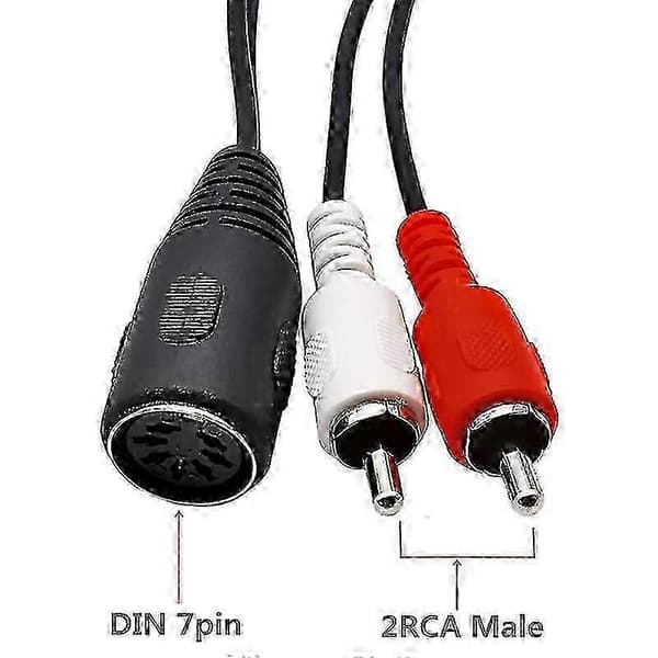 7-pin DIN hunn til 2 RCA hann lydkabel med 1,5 m lengde 0.5m