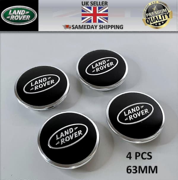 4 X Land Rover Centerkapsler Sort Range Rover Sport Evoque Velar Discovery 63mm