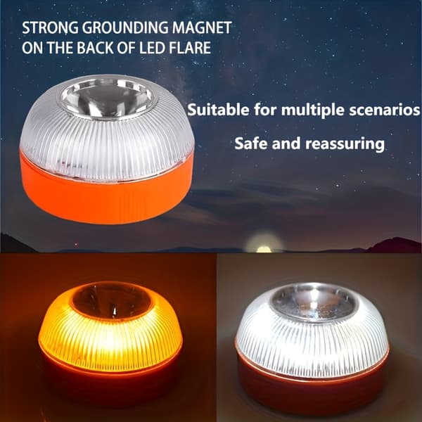 LED Bil Nødlys Magnetisk Batterifri Strobelys Sensor Varsellys 1pc