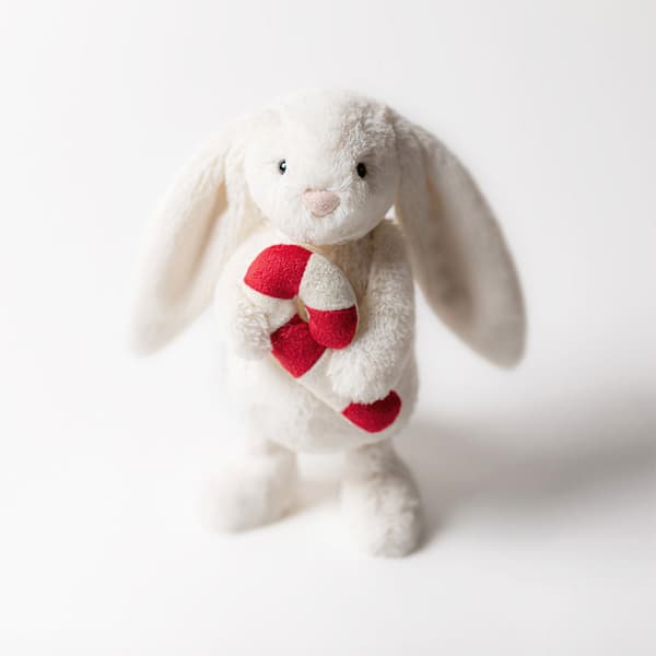 Jellycat Amuseables Bashful Bunny med Candy Cane Plyschleksak