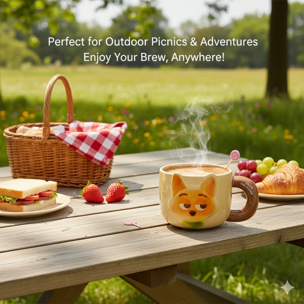 Zootopia Rävansikte Keramisk Mugg 3D Öron Premium Utomhus Picknick Kopp Kaffe Te Fox
