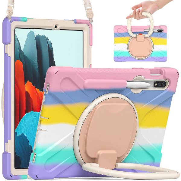 För Samsung Galaxy Tab S7 Plus Fe case Magnetiskt cover med pennhållare för Galaxy Tab S6 Lite Tab A 10,1 A 8 A7 10,4 Case Rainbow colors 1 Tab A7 lite 8.7