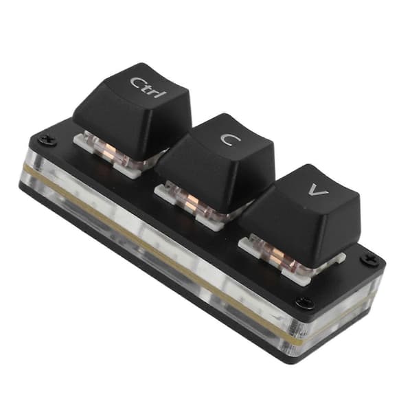 3 Tasters Mini Keypad Rød Switch Hot Swappable Farverig Baggrundsbelysning DIY Brugerdefinerbar Programmerbar USB Enhånds Keypad til Arbejde og Spil