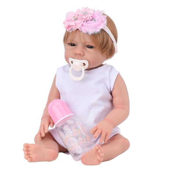 Presenter Baby plasthänge Realistiskt verklighetstroget Toddler Bebisar Silikon 46 cm Simuleringsflaska med kläder Nyfödd docka girl