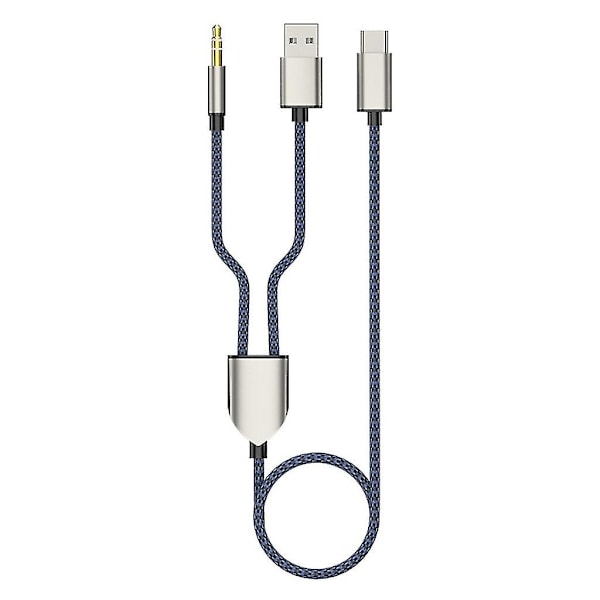 2-i-1 Type-c Bil Audio Kabel 1 Split 2 Type C Til Usb A 3.5mm Aux Ledningslinje