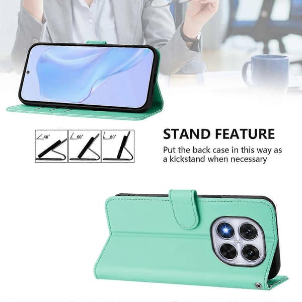 PU-deksel i solid farge for Redmi Note 14 Pro 5G / 14 Pro+ 5G Mint Green