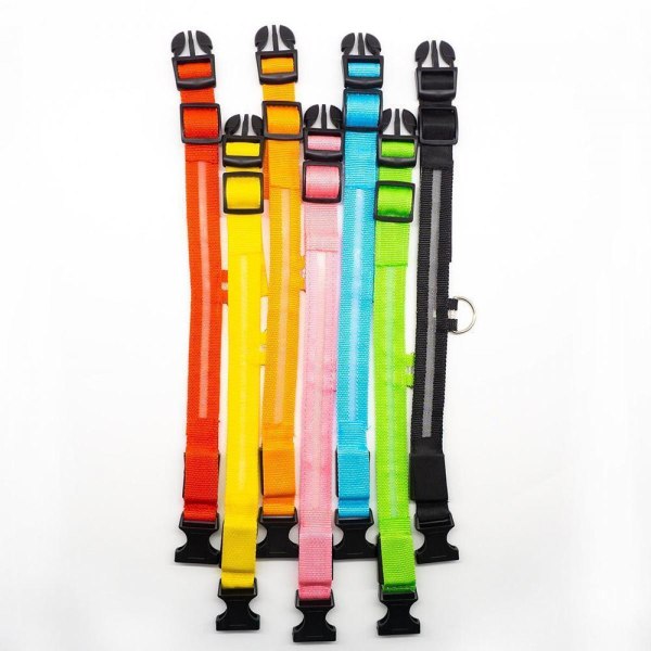 Hund USB laddningshalsband Anti-förlust/förhindra bilolyckor för valpar, gul, XL HALS 52-60 CM