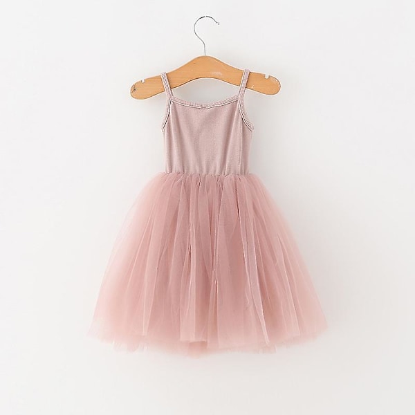 Flickor Sommarklänning Ärmlös 3 4 7 8 År Barn Casual Tutu Rosa Pink 8T