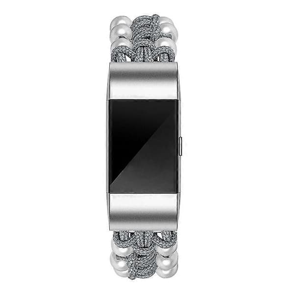 Kompatibelt med Fitbit Charge 2/Charge 2 HR Pärla+Nylon Väv Justerbart Armbandsbyte Grey