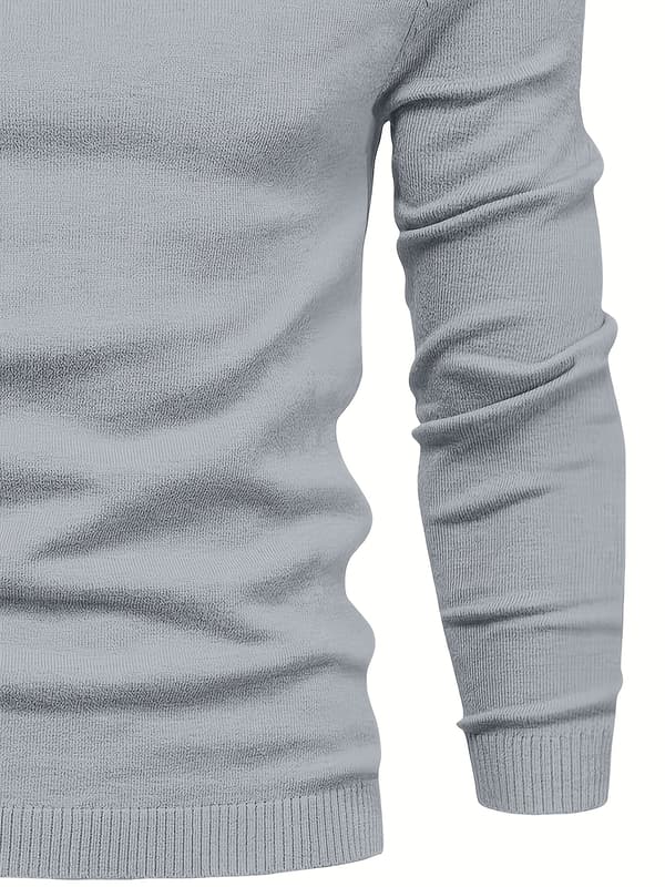 stk herresweatere høj hals lange ærmer - bløde, elastiske, afslappede pullovers til efterår/vinter & fitness L Marinblå+grå