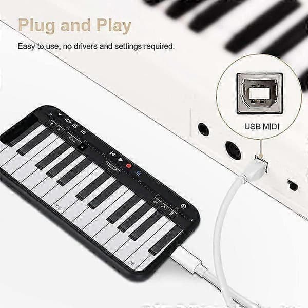 1 m 8-nastainen USB-B MIDI-kaapeli iPadille / iPhonelle