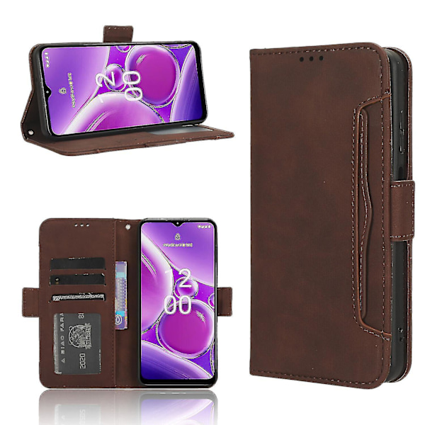 Nokia G42 5g -kotelo, säädettävä irrotettava korttipaikka, magneettinen sulkeminen, nahkainen lompakko yhteensopiva Nokia G42 5g -kotelon kanssa Brown