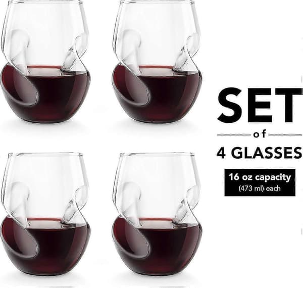 Sæt med 4 rødvinsglas - 473 ml håndblæst glas