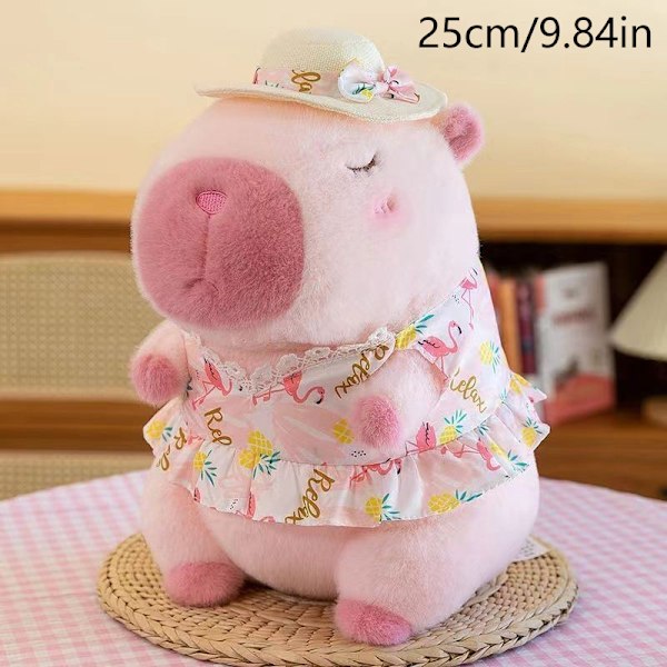 Gul Anka Badring Capybara Plyschleksak Strandkläder Fylld Docka Rosa Pink 25CM
