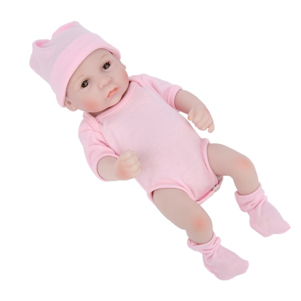 Silikon Kroppssimulering Babydocka Livslevande Babydocka Leksak Barn Flickor Gåva 10 Tum Rosa Öppna Ögon