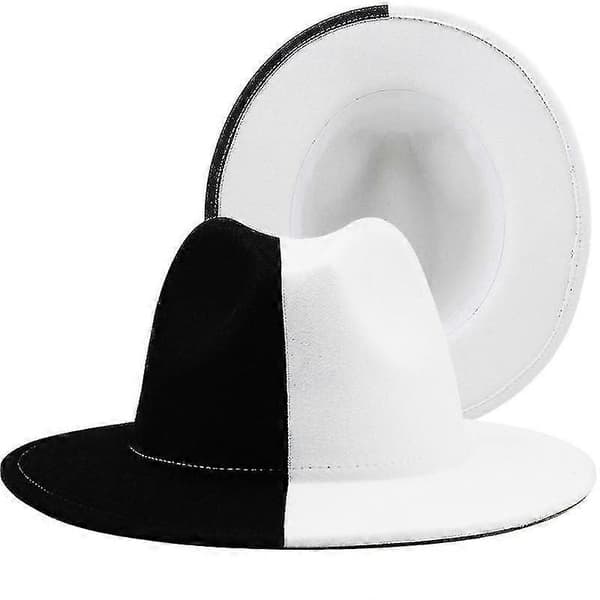 Patchwork Ullfilt Jazz Fedora Hatt for Unisex red black 56-58CM