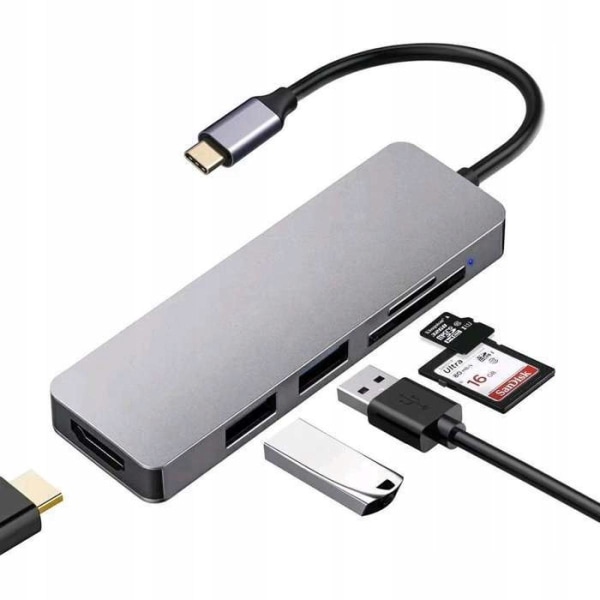 Adapter Typ C Hub HDMI 4K + USB 2.0 + USB 3.0 SD,JL1484