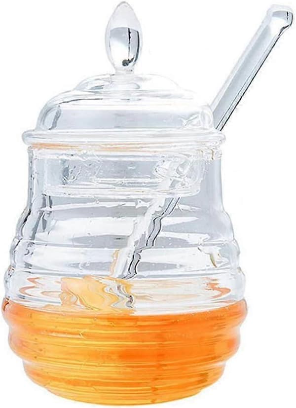 Honungsburk i Plast med Sked och Lock, Kompakt Köksaccessoar