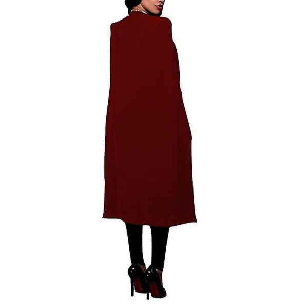 Kvinnor Casual öppen kappa Trench Der Coat Claret L