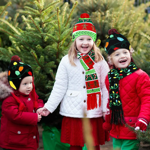 LED julstickad mössa Light Up Xmas cap unisex vintermössa tröja mössa med färgglada lysdioder för jul nyår E